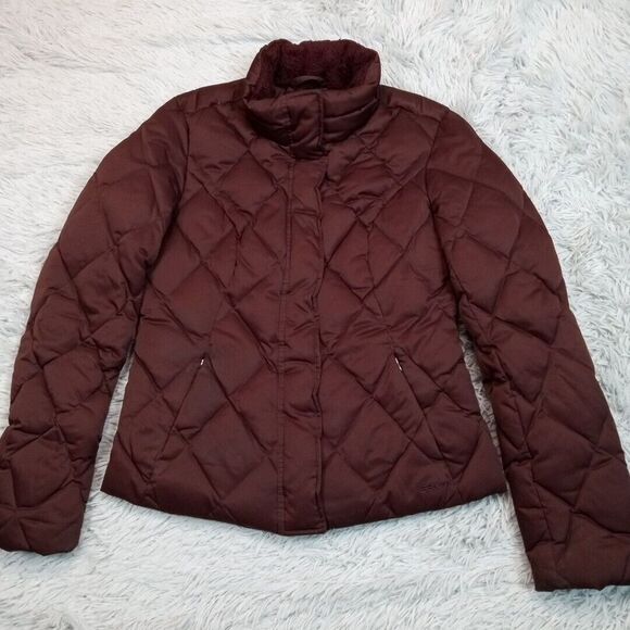 Eddie Bauer Jacket Womens XS Brown EB650 Goose Down Coat Pockets Cozy Warm Zip‎ - Picture 1 of 14